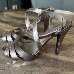 Silver Metallic Strappy Heels size 8